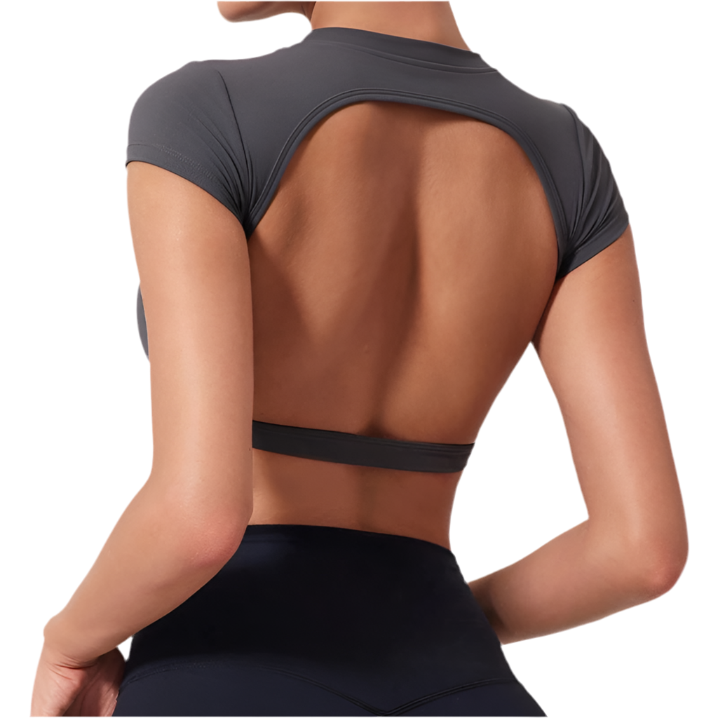 Hearuisavy Sports Shirts Workout Tops Fitness Activewear Female Quick-Dry Yoga Clothes Sport Crop Tops Backless Gym Top Women